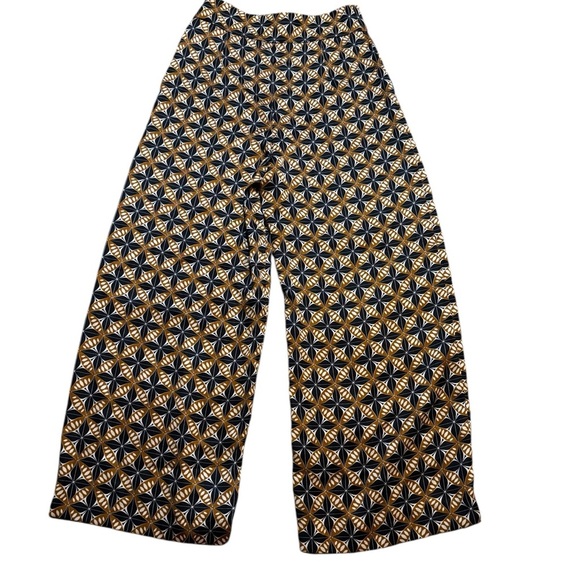 🧡✨Zara Geometric Wide Leg Pants Brown Blue High Waist Sz S✨ - Picture 4 of 6